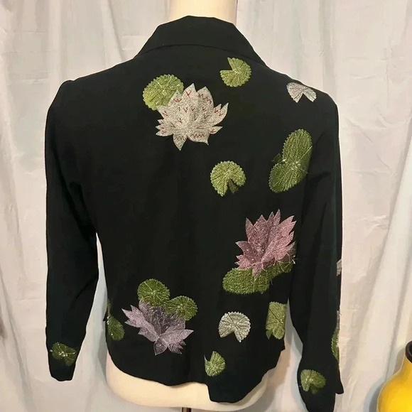 Vintage Pushpa Lily Pad Embroidered Size M Jacket. Dry Clean. Beaded. Sparkle - Picture 4 of 8